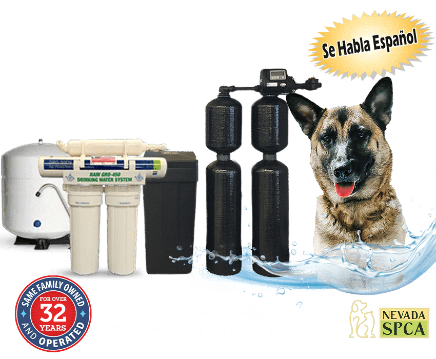 A Water Softener graphic with reverse osmosis system.