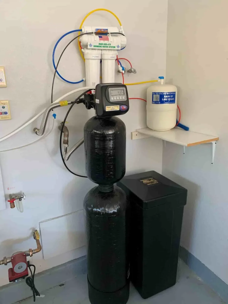 A water softener system in a home