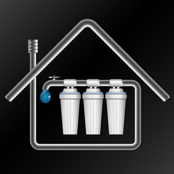 A graphic depicting filtration of water in a house.